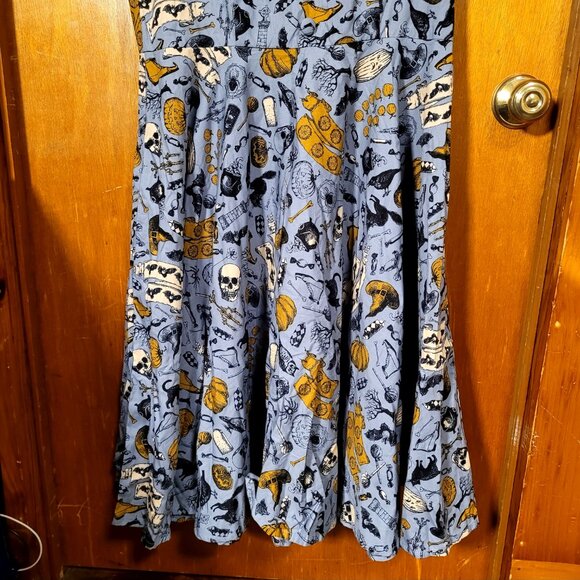 Dusty Blue Halloween Print Judy Swing Dress - Picture 9 of 9